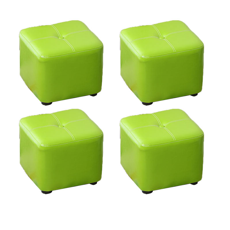 Contemporary Rectangle Shape Ottoman Faux Leather Standard with Tufted