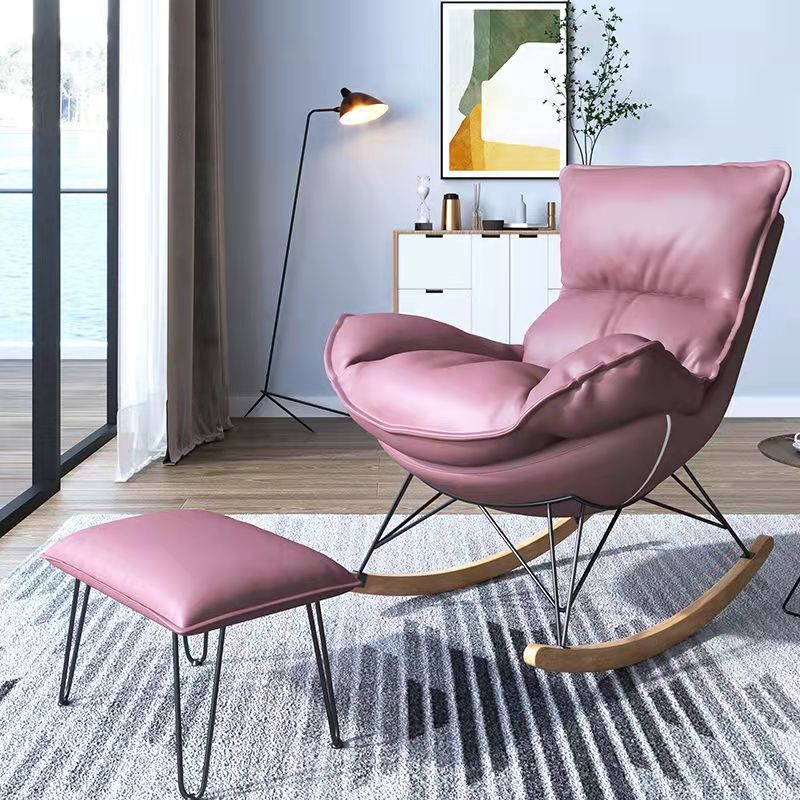 Leisure Solid Color Rocker Chair Water Resistant Glider Chair with Ottoman