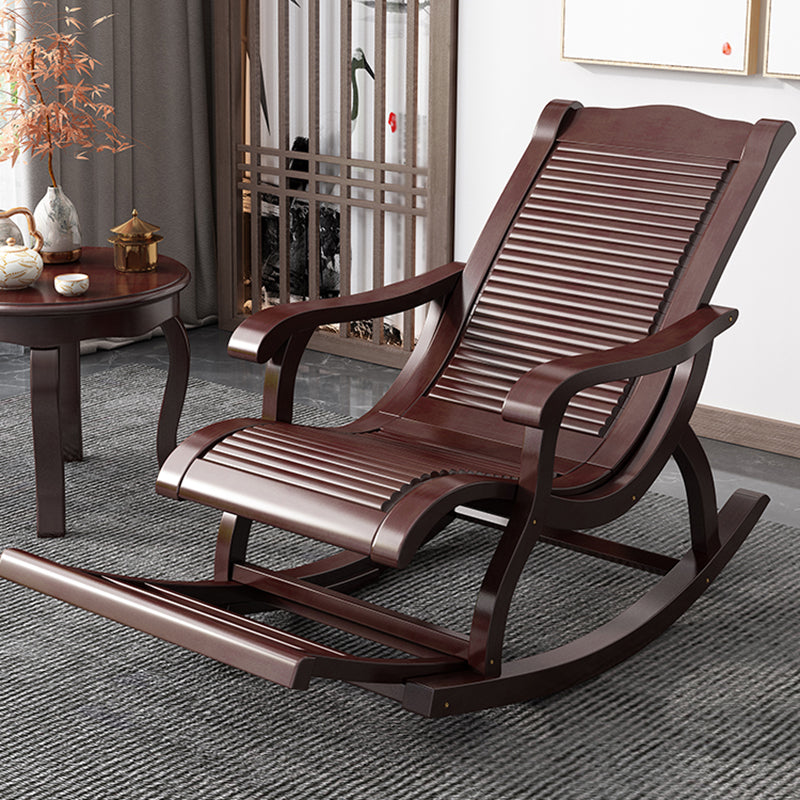 Modern Recliner Chair Solid Wood Indoor Rocking Chair in Brown