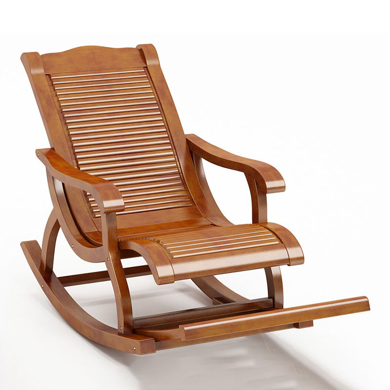 Modern Recliner Chair Solid Wood Indoor Rocking Chair in Brown