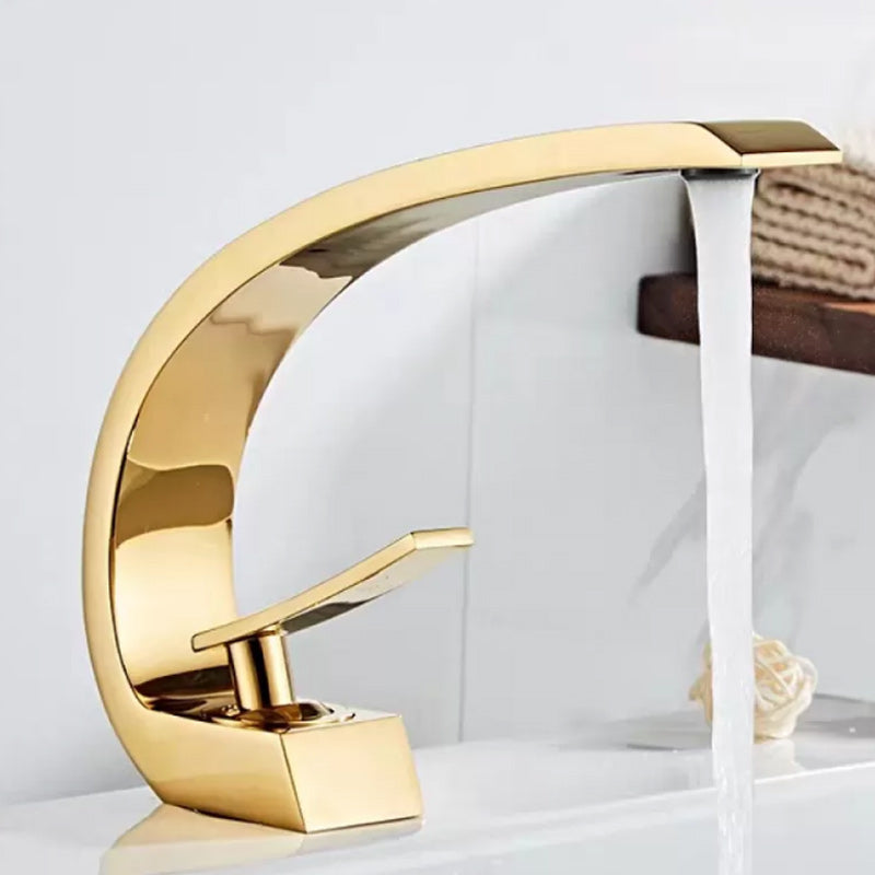Light Luxury Bathroom Faucet Single Hole Basin Lavatory Faucet with Lever Handle