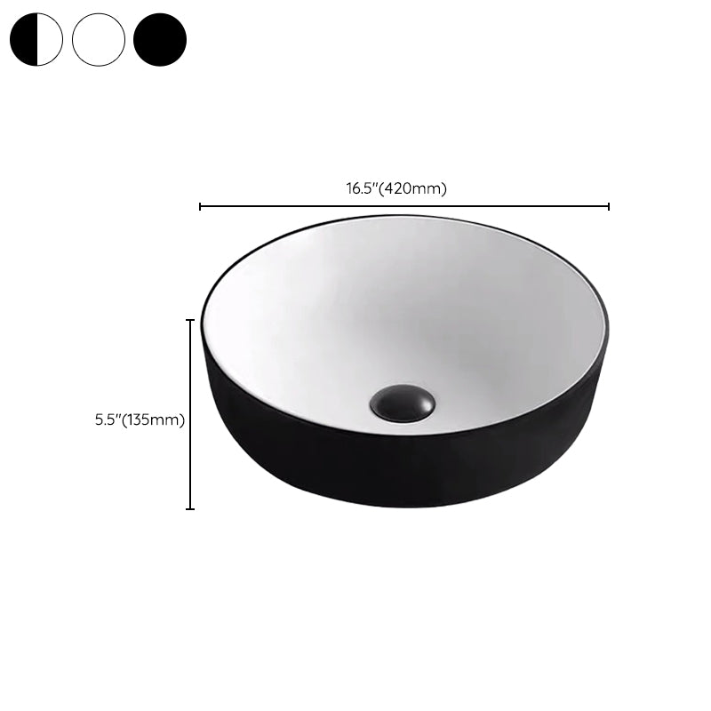 Modern Bathroom Sink Porcelain Rectangular with Pop-Up Drain and Faucet Wash Stand