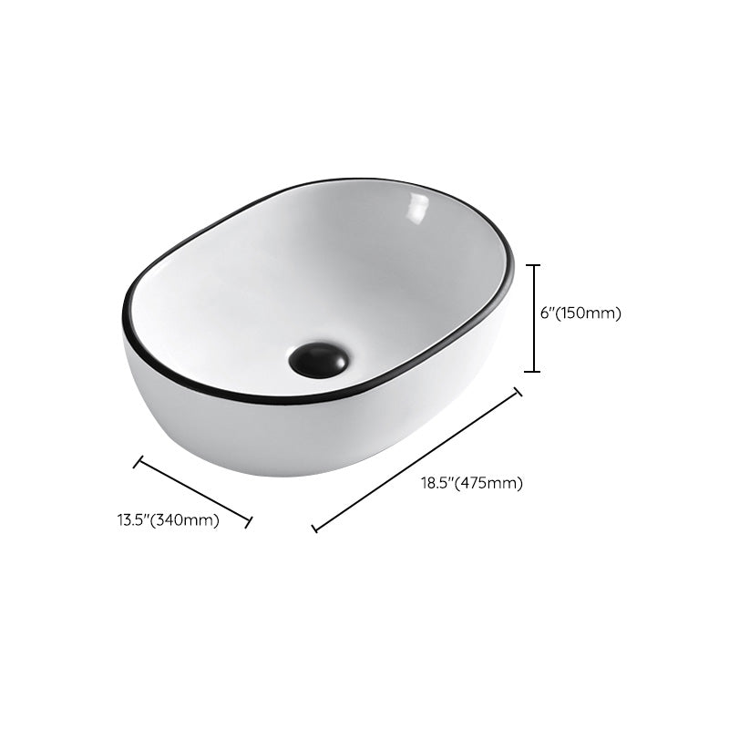 Modern Bathroom Sink Porcelain Pop-Up Drain Rectangular Vessel Sink
