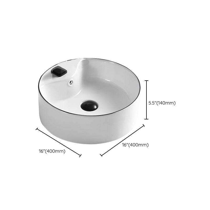 Modern Bathroom Sink Porcelain Pop-Up Drain Rectangular Vessel Sink