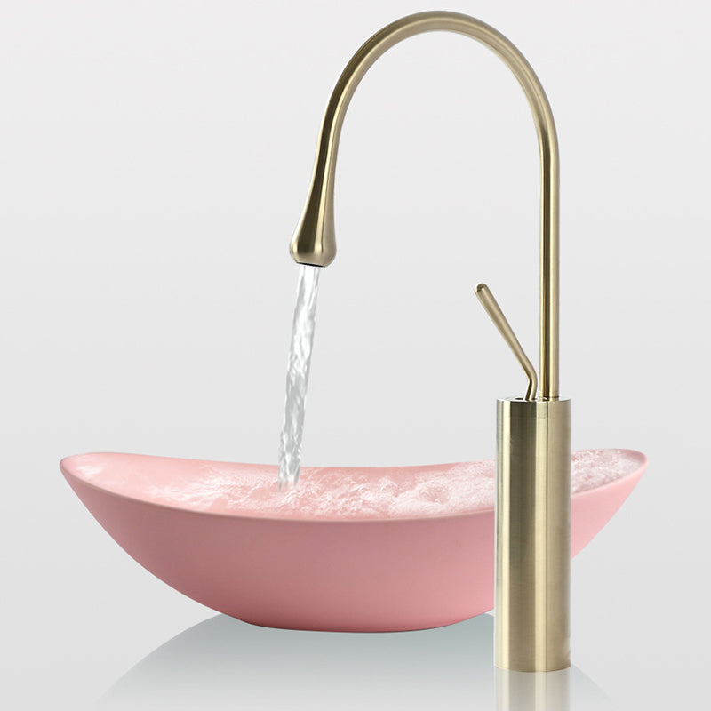 Modern Bathroom Sink Porcelain Oval with Basin and Faucet Vessel Lavatory Sink