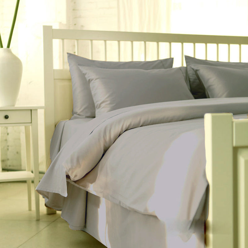 Cotton Fitted Sheet 1-Piece Silky Pure Color Wrinkle Resistant Sheet Set
