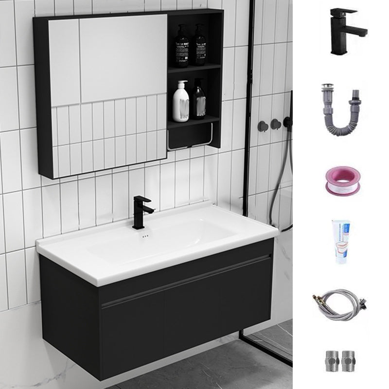 Contemporary Black Bath Vanity Metal Open Console with Sink Set