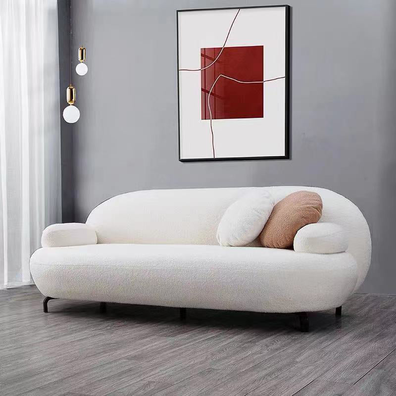 Recessed Arm Sofa Contemporary Wool 29.52-Inch High Sofa in Whit