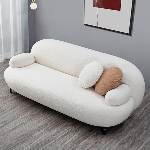 Recessed Arm Sofa Contemporary Wool 29.52-Inch High Sofa in Whit
