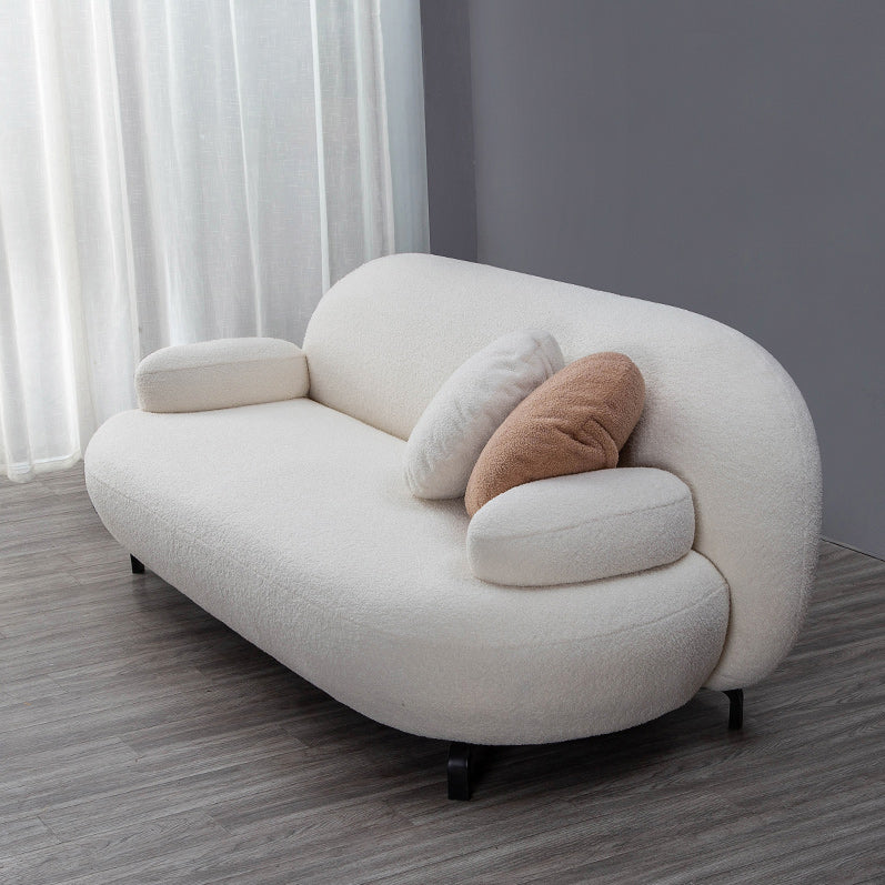 Recessed Arm Sofa Contemporary Wool 29.52-Inch High Sofa in Whit