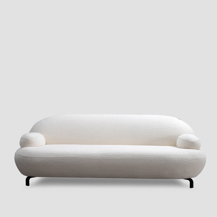 Recessed Arm Sofa Contemporary Wool 29.52-Inch High Sofa in Whit