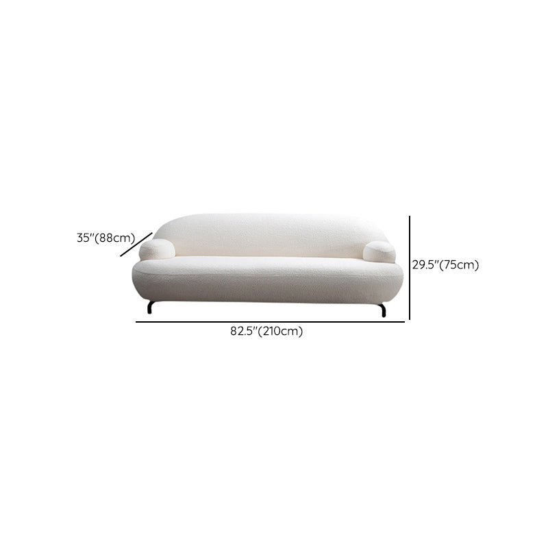 Recessed Arm Sofa Contemporary Wool 29.52-Inch High Sofa in Whit
