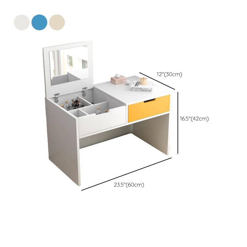 Scandinavian 2-Drawers Table Dressing Table Wood Mirror Make-up Vanity