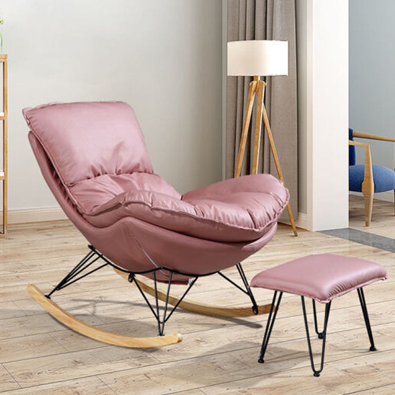 Modern Rocker Upholstered Tufted Cushions with Light Legs Glider