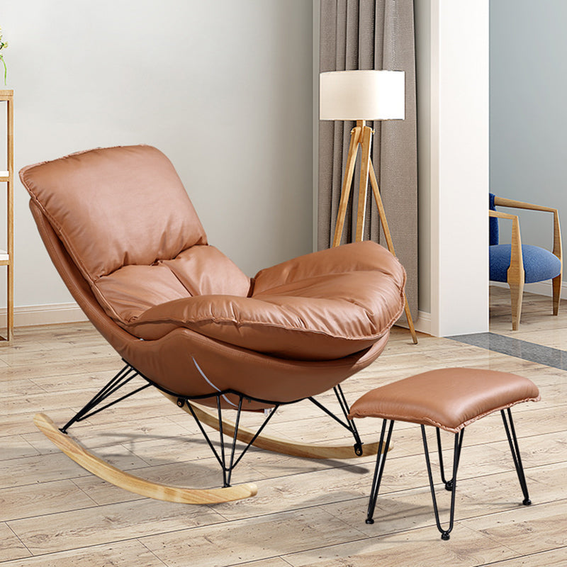 Modern Rocker Upholstered Tufted Cushions with Light Legs Glider