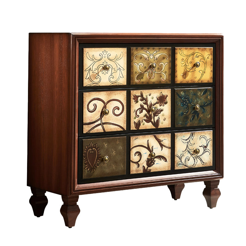 American Traditional Wooden Storage Chest Home Chest with Drawers