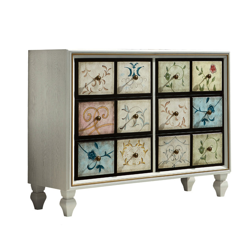 American Traditional Wooden Storage Chest Home Chest with Drawers