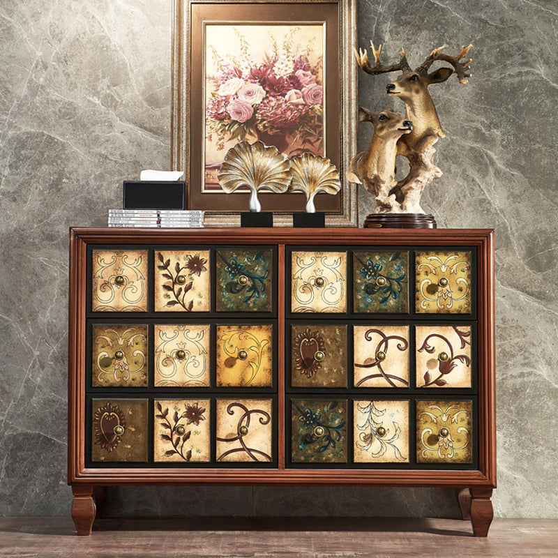 American Traditional Wooden Storage Chest Home Chest with Drawers