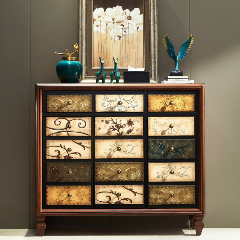 American Traditional Wooden Storage Chest Home Chest with Drawers