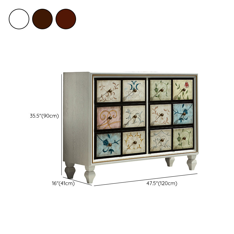 American Traditional Wooden Storage Chest Home Chest with Drawers