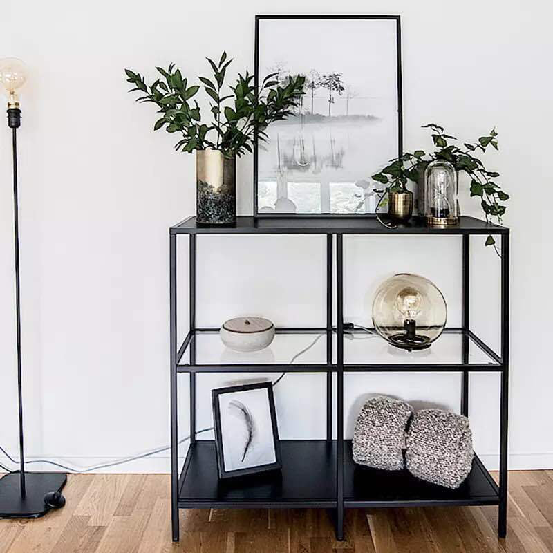 3-Shelf Contemporary Console Accent Table Antique Finish Console Sofa Table in Metal