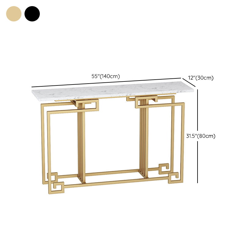 Contemporary Iron Console Sofa Table Rectangle Marble End Table for Hall