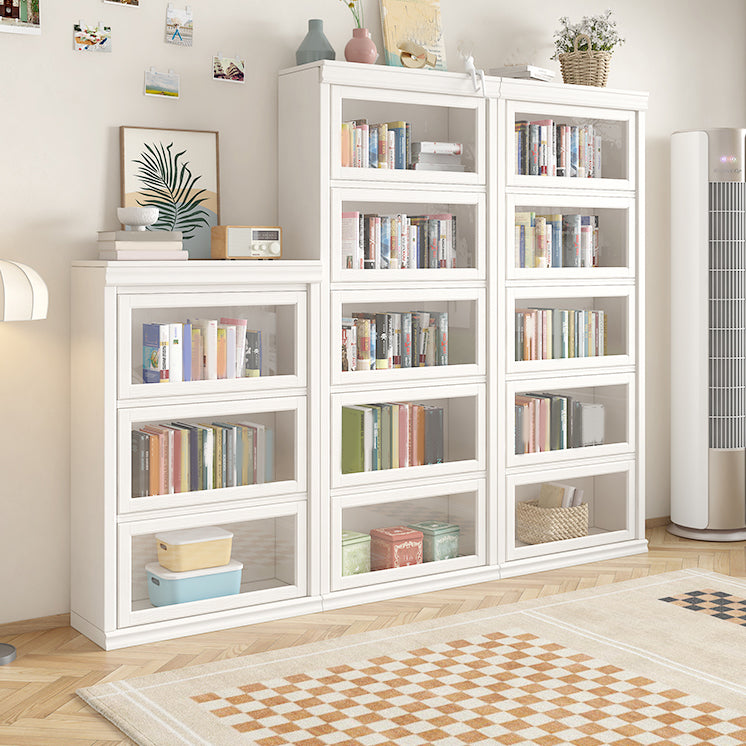 Wood Engineered Bookshelf Standard Contemporary Bookcase with Cabinets
