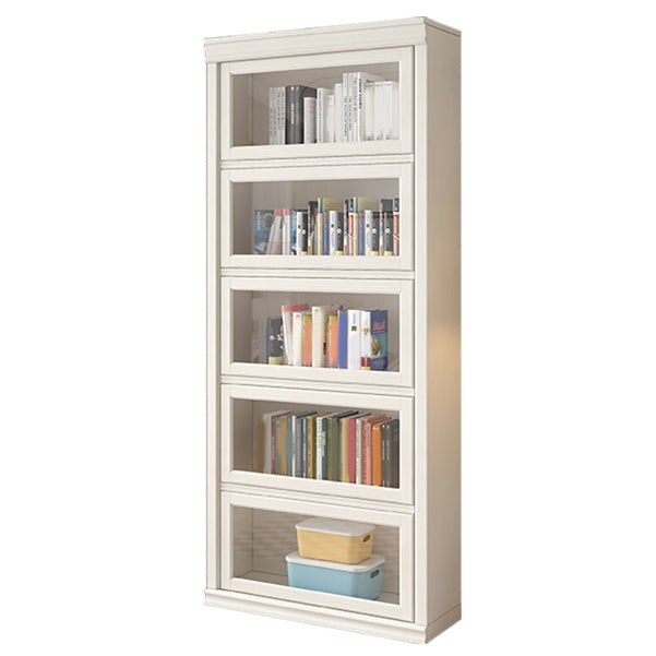 Wood Engineered Bookshelf Standard Contemporary Bookcase with Cabinets