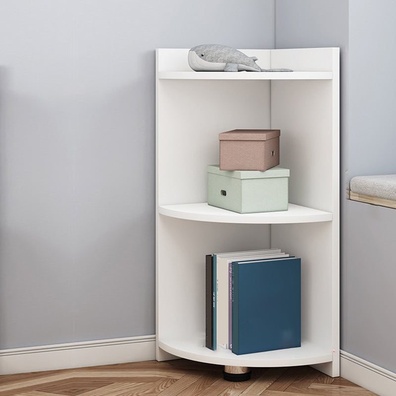 Modern Corner Closed Back Shelf Bookcase Engineered Wood Bookshelf with Cabinets