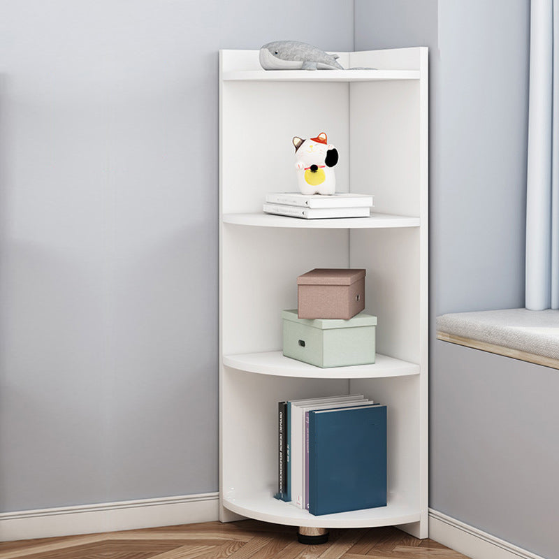 Modern Corner Closed Back Shelf Bookcase Engineered Wood Bookshelf with Cabinets