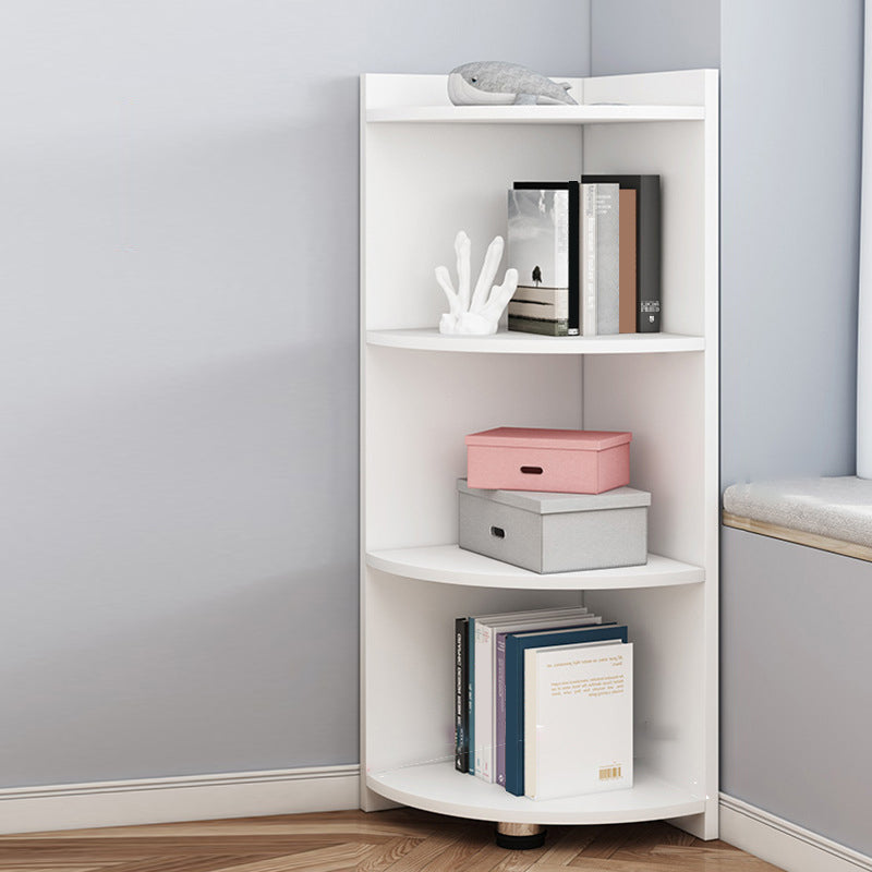 Modern Corner Closed Back Shelf Bookcase Engineered Wood Bookshelf with Cabinets