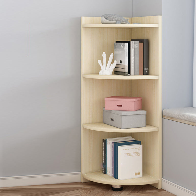 Modern Corner Closed Back Shelf Bookcase Engineered Wood Bookshelf with Cabinets