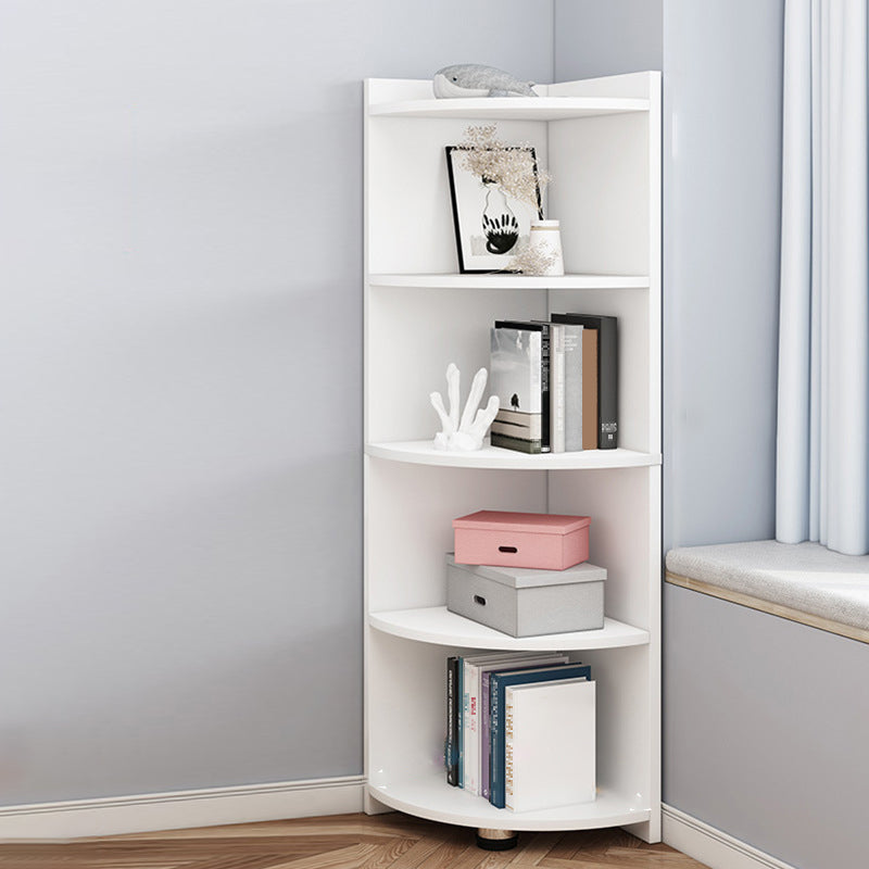 Modern Corner Closed Back Shelf Bookcase Engineered Wood Bookshelf with Cabinets