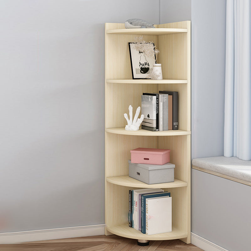 Modern Corner Closed Back Shelf Bookcase Engineered Wood Bookshelf with Cabinets