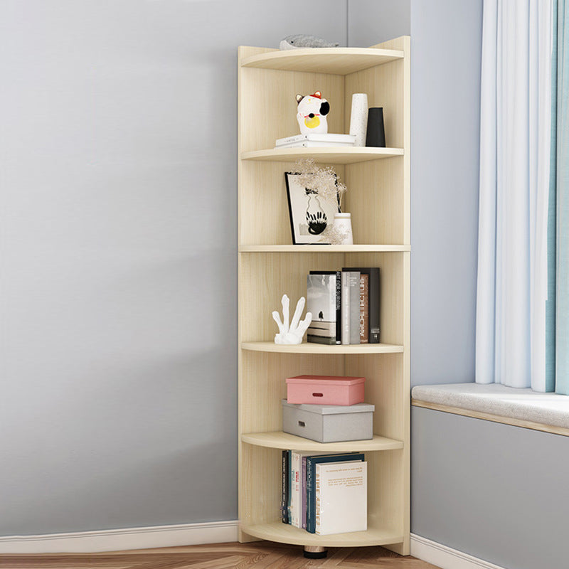 Modern Corner Closed Back Shelf Bookcase Engineered Wood Bookshelf with Cabinets