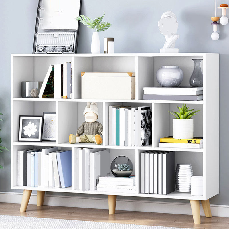 Closed Back Engineered Wood Shelf Bookcase Contemporary Bookshelf for Study Room