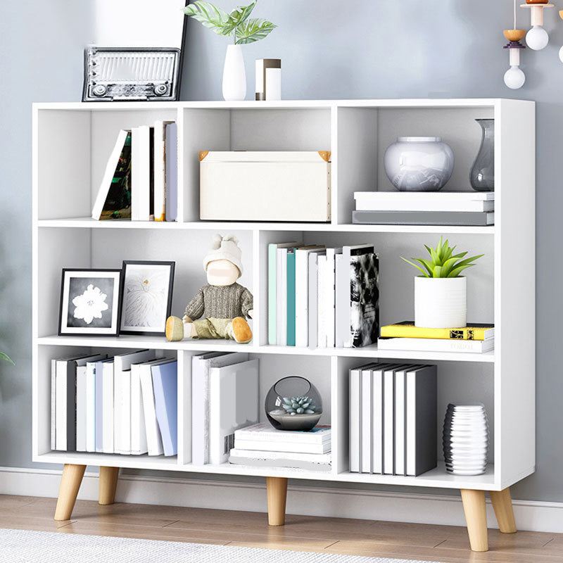 Closed Back Engineered Wood Shelf Bookcase Contemporary Bookshelf for Study Room