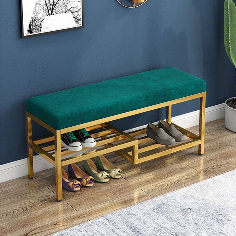 Modern Bench Cushioned Metal Seating Bench with Shoe Storage