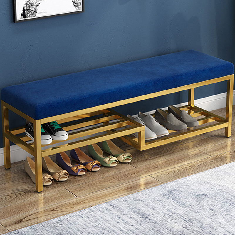 Modern Bench Cushioned Metal Seating Bench with Shoe Storage