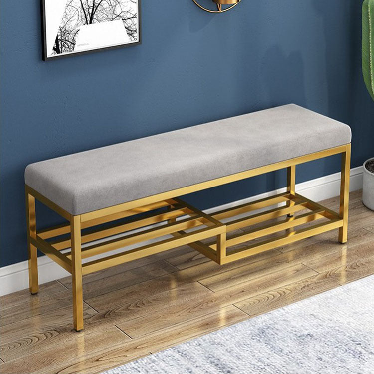 Modern Bench Cushioned Metal Seating Bench with Shoe Storage