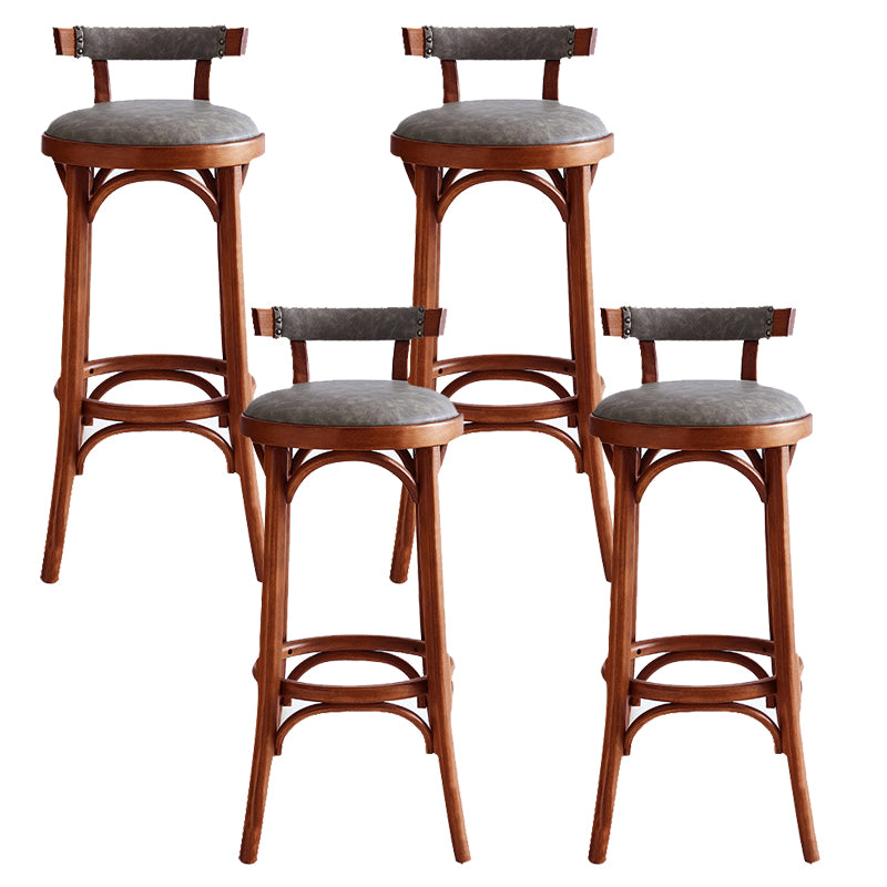 Industrial Wood Counter Stool Faux Leather Counter Height Stools for Home Use