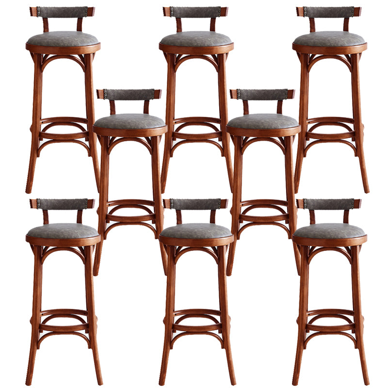 Industrial Wood Counter Stool Faux Leather Counter Height Stools for Home Use