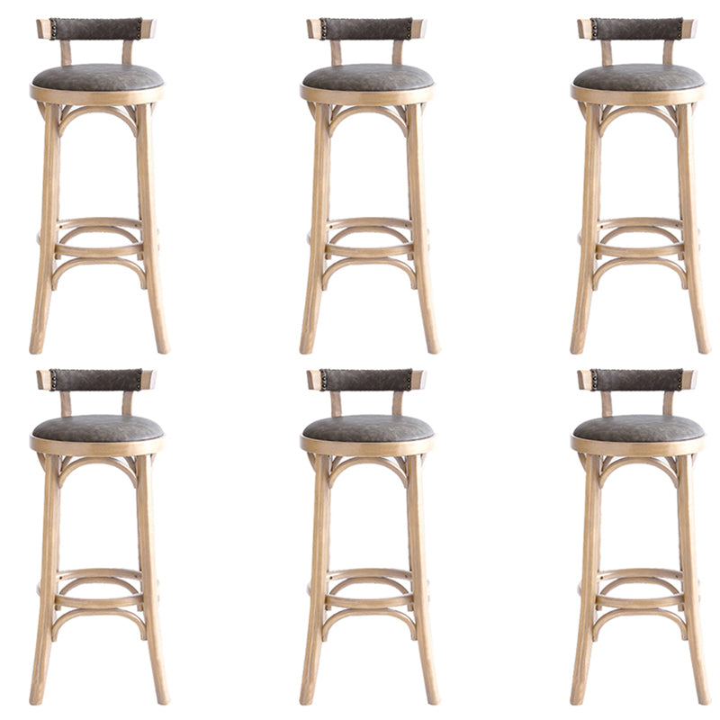 Industrial Wood Counter Stool Faux Leather Counter Height Stools for Home Use