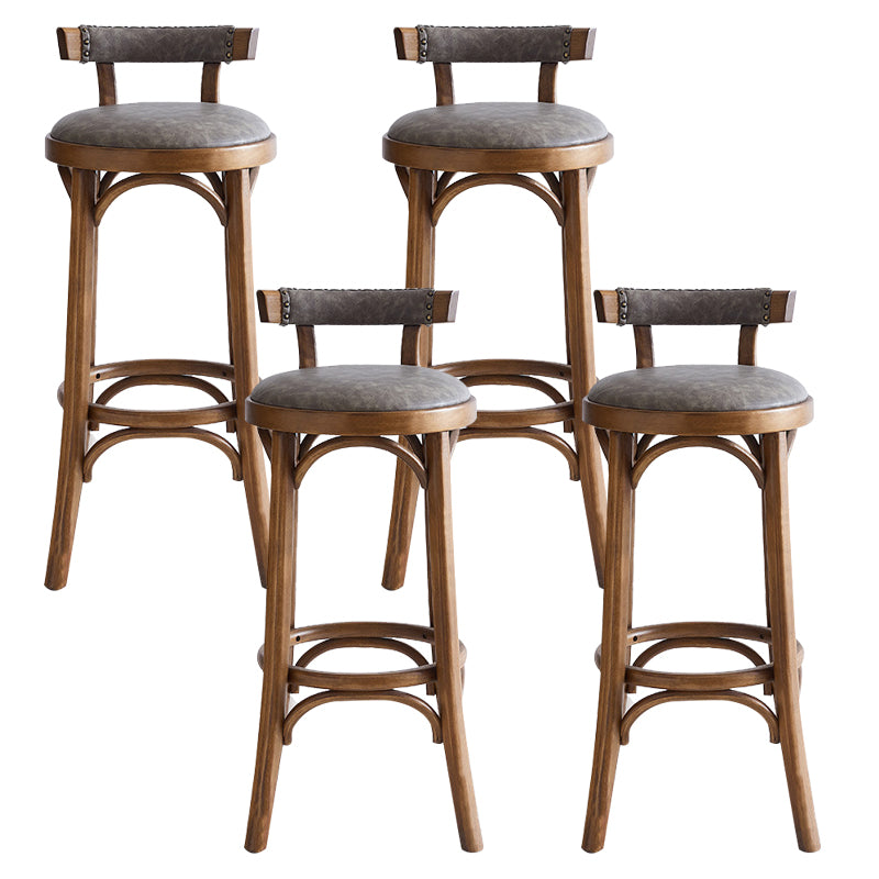 Industrial Wood Counter Stool Faux Leather Counter Height Stools for Home Use