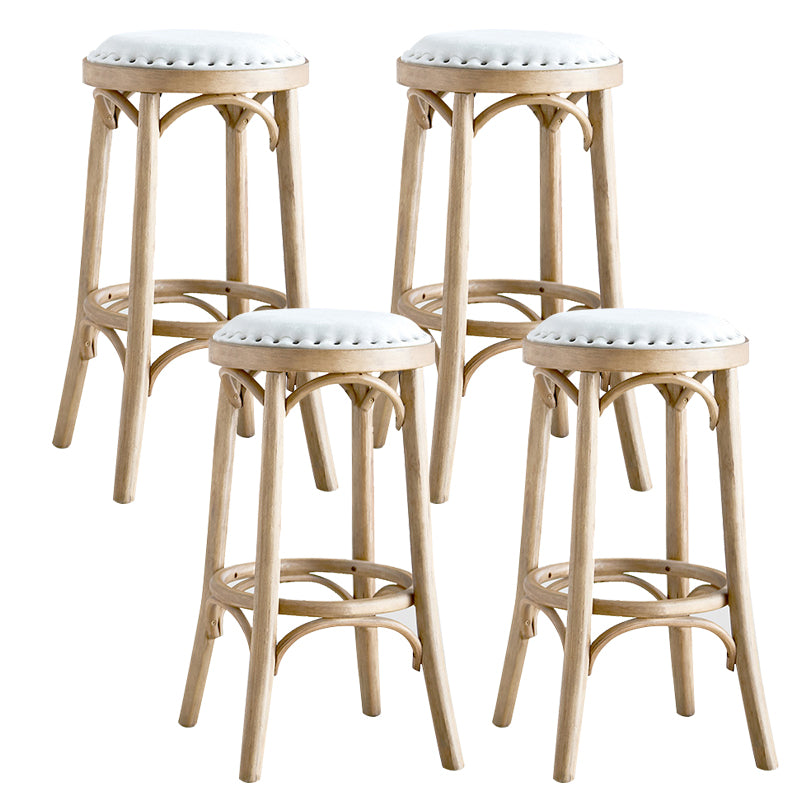 Industrial Style Bar-stool Round Seat Counter Bar Stool with Wooden Legs