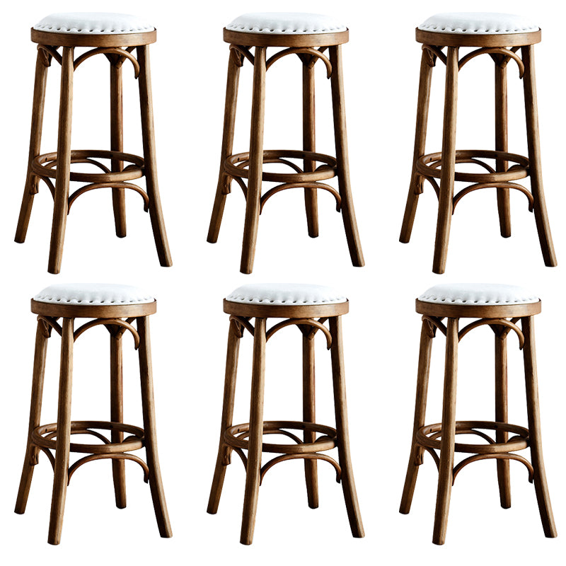 Industrial Style Bar-stool Round Seat Counter Bar Stool with Wooden Legs