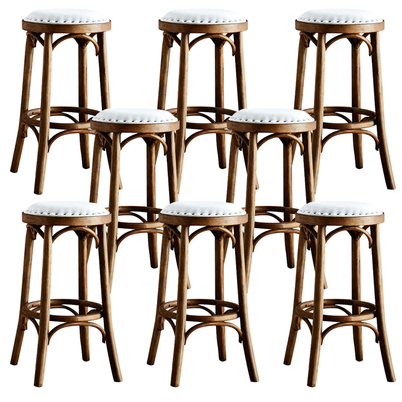 Industrial Style Bar-stool Round Seat Counter Bar Stool with Wooden Legs