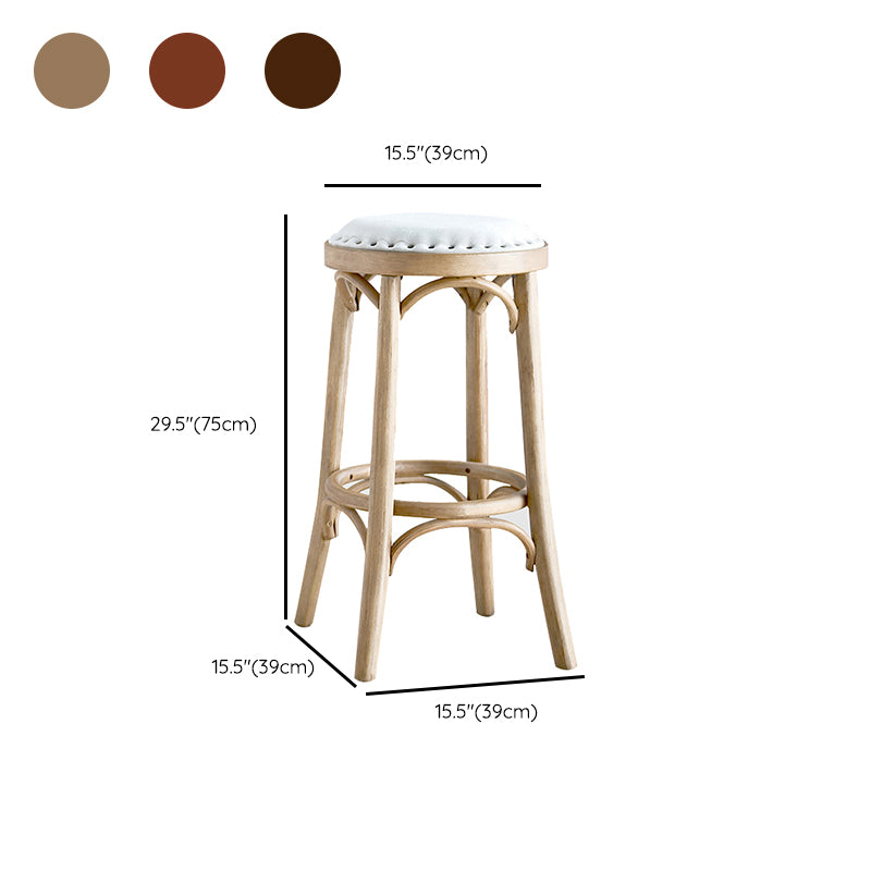 Industrial Style Bar-stool Round Seat Counter Bar Stool with Wooden Legs