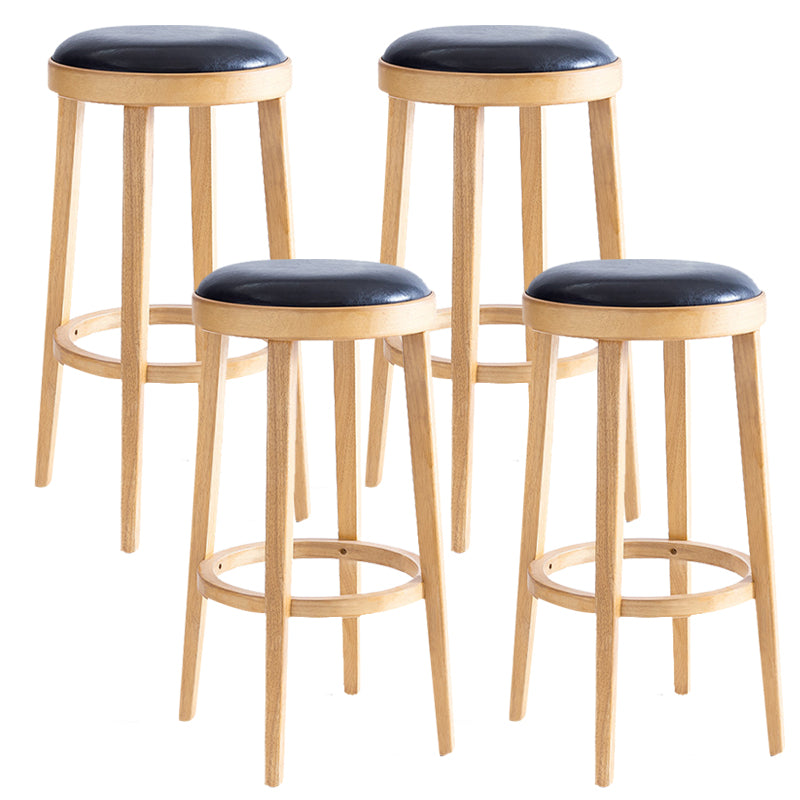 Industrial Bar-stool Round Seat Counter Bar Stool with Wooden Legs for Home