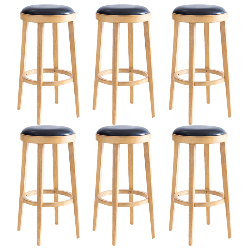 Industrial Bar-stool Round Seat Counter Bar Stool with Wooden Legs for Home